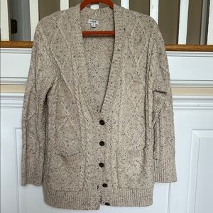 J. Crew Textured Beige Cardigan Sweater